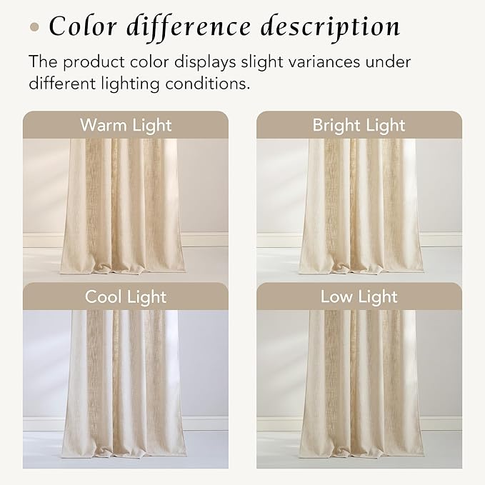 NICETOWN Pinch Pleated Natural Thick Linen Curtains 84 inches Long for Living Room 2 Panels Set, Back Tab/Rod Pocket with Pleat Tape Privacy Added Window Treatments for Farmhouse/Bedroom, W55 x L84