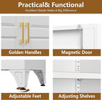Kitchen Pantry Cabinet, 90" Tall Metal Storage Cabinet, Food Pantry cabinets with Doors and Shelves, Storage Cabinets for Living Room, Dining, White,16" D x 32" W x 90" H, Assembly Required