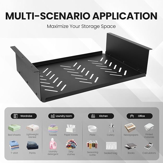 17.3-inch Under Desk Shelf - Under Desk Storage Shelf (Metal Construction),Under Desk Organizer - Under Shelf Storage for Office Tables & Workstations