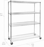 Seville Classics UltraDurable Heavy Duty NSF Solid Steel Wire Rack Storage Unit, Organizer for Garage, Warehouse, Office, Restaurant, Classroom, Kitchen, Steel, 4-Tier Shelving, 60" W x 24" D