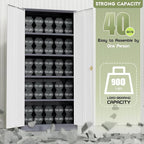 Incbruce 72” Metal Storage Cabinet, Garage Cabinets and Storage System with Doors and Shelves, Tall Lockable Tool Cabinet for Garage, Office, Home (Grey White)