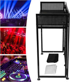 Outdoor Backyard Party Pro DJ Booth Facade+2 Scrims,82.7x44inch Folding DJ Booth DJ Facade Table Station Flat Table for Bars, Music Festivals, Weddings