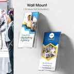 MaxGear Acrylic Brochure Holder, Trifold 4 inches Wide Plastic Literature Holder For Pamphlets, Flyers, Rack Cards,Wall Mount Clear Countertop Organizer Display Stand, Office or Home Use, 12 Pack