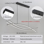 Pendant Light, Linear Pendant Light LED Dimmable Hanging Light Fixture, LED Modern Curved Chandelier, Chandeliers for Dining Room