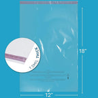 12" x 18" Self Seal Resealable Poly Bags - Case of 100, Peel & Seal Reclosable Polybags with suffoaction Warning and Adhesive Strip for Packaging & Shipping Clothes, Shirts & More - GPI