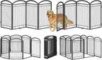 Full Metal Free Standing Dog Gate with Door for Indoor Outdoor,192'' Extra Wide 32'' Tall Dog Gates for Doorways,Large Openings,Decks,Freestanding Portable Pet Fence(8 Panels,Black)