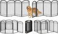 Full Metal Free Standing Dog Gate with Door for Indoor Outdoor, 192'' Extra Wide 36'' Tall Dog Gate for Doorways,Large Openings,Decks,Pet Puppy Freestanding Safety Fence(8 Panels,Black)