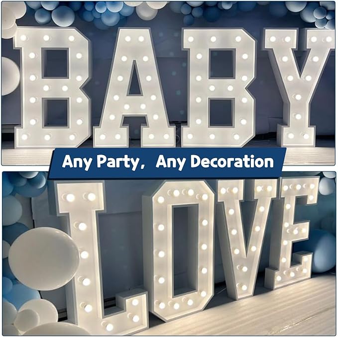 Marquee Letters 3 Feet Tall Large Light Up Letters Decorations Wedding Engagement Happy birthday White Party Decorations Big Cardboard Backdrop B