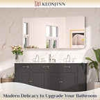 Keonjinn 60 x 28 Inch Brushed Nickel Bathroom Mirrors for Over Sink, Rounded Rectangle Silver Bathroom Vanity Mirror, Farmhouse Mirror for Wall, HD Tempered Glass, Anti-Rust Aluminum Alloy Mirror