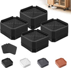 Furniture Risers Bed Risers - Rectangular Adjustable Block Riser for Raising 1.5-3 In. & 4.3 In. Beds, Tables, Sofas, Refrigerators, Washers - Up to 4,000 Pounds (Black, One Layers 1.5inches)