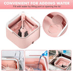 Upgraded Spin Mop and Bucket System Set, Self Separate Clean and Dirty Water, Foldable Square Standing Mop Head with Microfiber Mop Pads, Detachable Bucket (Pink, Mop Set with 2PC Pads)