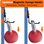 MUTUACTOR Updated Magnetic Hooks Heavy Duty,40lbs Anti-Scratch Garage Large Magnet Hooks,2PCS Super Strong Magnetic Garage Hooks for Organizing Impact Drivers Trailer Cord Garden Tool Box