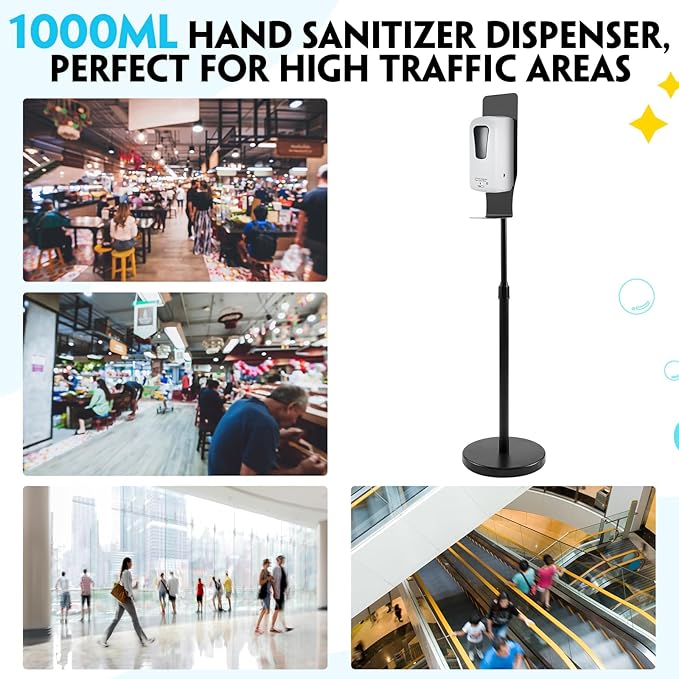 Blulu 2 Pack Automatic Hand Sanitizer Dispenser with Stand and Drip Catcher and Refillable Bottle Stand Sanitizing Station for Restaurants, Schools, Churches