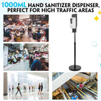 Blulu 2 Pack Automatic Hand Sanitizer Dispenser with Stand and Drip Catcher and Refillable Bottle Stand Sanitizing Station for Restaurants, Schools, Churches