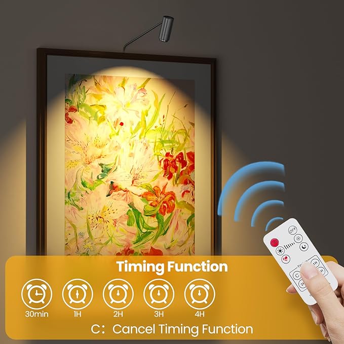 Zoomable Picture Light Spotlight,Plug in LED Picture Lights for Wall 3000K Warm Photo Frame Light with Remote Control Art Lighting for Paintings Black Mini Accent Spotlights for Gallery
