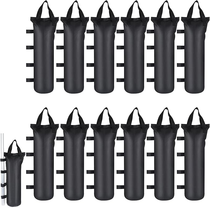 12 Pack Canopy Weight SandBags, 264 LBS Black Extra Large Heavy Duty Canopy Weights Sand Bags for Canopy Outdoor Advertising Sunshade Fixed Windproof Pop up Canopy Tent, Without Sand. ﻿