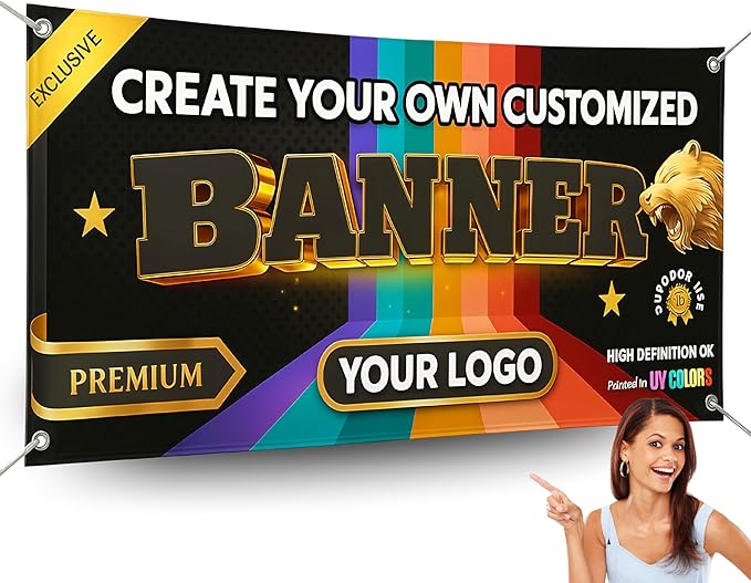 Custom Vinyl Banner - Print Image, Logo, Text Anything - Made in USA - | Personalized customizable | Full Color Design | Best Banners for Advertising, Event | Custom Banner For Indoor and Outdoor