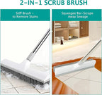 Floor Brush, 2-in-1 Scraping Brush,with 59.8" Long-Handled Adjustable Floor Brush, Suitable for Cleaning Kitchen, Bedroom, Shower Room, Floor, Tile Patios, Outdoor Patio, Terrace (White)