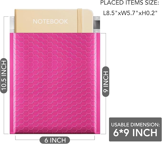 GSSUSA Pink Bubble Mailers 6x10 Small Padded Envelopes 1000 Pack,Strong Adhesion Shipping Mailer Self-Seal Bubble Envelopes for Small Business