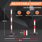 4 Pack Traffic Delineator Post Cones with Fillable Base, Adjustable Plastic Safety Barrier with 5Ft Plastic Chain, Outdoor and Indoor Crowd Control Stanchion for Traffic Control and Warning