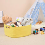 Large Storage Baskets for Shelves, Closet Organizers Bins for Clothes Blanket Towels, Baby Nursery, Toy Baskets Box, Woven Rope Baskets, 17 x 13 x 7.5”, 2 Packs Yellow