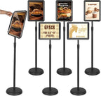 HUAZI Sign Stand Holder 6PACK Floor Sign Holder with Base for 8.5x11 inches,Both Vertical & Horizontal View Displayed,Snap-Open Frame with Safety Corner for School Church,Black