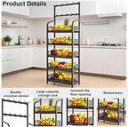 5 Tier Snack Rack Display Stand, Black Chip Rack Display Stand, Candy Display Rack with Hooks, Metal Retail Display Shelves for Store, Kitchen and Office