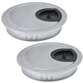 2 Pcs Desk Grommet 3-1/8" / 80 mm, Desk Cord Hole Cover, Cable Grommet Metal Zinc Alloy Materilal, Desk Hole Grommet for Home & Office Pc, Detachable Cable Cord Organizer-Matte Silver