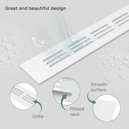 Vent Systems 11.81 x 1.57 (Outer Size) Air Supply Ventilation Grille - White Aluminum Rectangle Intake/Exhaust Door Vent Deflector - HVAC for Home Improvement Floor, Wall Duct Cover