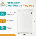 Shop4Mailers 14.5 x 19 Clear Plastic Poly Bags 1.5 Mil Self Seal Packaging for Apparel, Jewelry, Documents, Prints, Gifts, Storage – Resealable (1000 Pack)