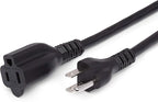 Amazon Basics Extension Cord, 13 Amps, 125V, 15 Foot, Black - Pack of 2