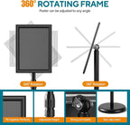 USCNC Sign Holder Stand 8.5x11 inch - Adjustable Floor Standing Sign Holder -Snap open frame,360° Rotation for Malls,Schools,Restaurants (Black 1 Pack)