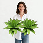 Artificial Agave Faux Agave 15In Fake Greenery Outdoor Artificial Plant Fake Plant for Indoor Home Decoration Plastic Plant Outdoor Decoration Front Porch Decor Simulation Plants 2Pack(Green)