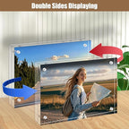 Egofine 4x6 Acrylic Frames 4 Pack, 20mm Thicker Frameless Clear Picture Frames, Double Sided Magnetic Picture Frames, Free Standing Desktop Display