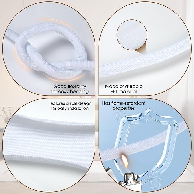 Cord Protector from Pets no Chew, 10FT-1/2inch Cord Managment Cable and Wire Protector from Rabbits, Cats and Other Pets White