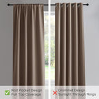 PONY DANCE Kitchen Curtains 36 inch Length - Window Treatment Tiers Blackout Rod Pocket Top Home Decor Small Drape Valances for Kitchen, 34-inch W x 36-inch L, Mocha, Set of 2