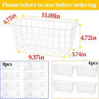 LeleCAT Hanging Kitchen Baskets For Storage Adhesive Sturdy Small Wire Storage Baskets No Drilling Wall Mounted Kitchen Food Pantry Bathroom Shelf Storage, 4 PACK,White