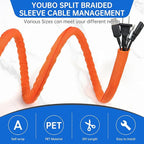 Split Braided Cable Sleeve，Flexible Wire Loom Tubing, Automotive Cord Protector Pet Proof, Cable Management for Computer TV Electric Wires Harness 16ft (Orange, 19mm（3/4")