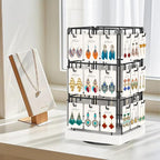 EsLuker.ly Rotating Earring Display Holder Stand for Vendors Events Selling, Large Capacity 36 Hooks Jewelry Rack with Wooden Base for Earring Card Sales, Enhances Retail Visibility