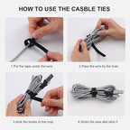 Reusable Cable Ties, 210 PCS 6 Inches Adjustable Cord Straps Wire Organizer Cord Wrap and Hook Loop Cable Management
