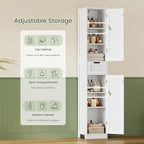 Iwell Tall Bathroom Cabinet, Slim Narrow Bathroom Storage Cabinet with Adjustable Shelves, Storage Cabinets with 1 Drawer, for Bathroom, Living Room, Entryway, Kitchen, White