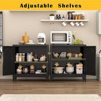 Metal Sideboard Buffet Cabinet with Storage,33 Inch Coffee Bar Cabinets with Adjustable Shelf, Black Kitchen Pantry Cabinet for Dining Room, Living Room
