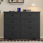 8-Drawer Dresser for Bedroom, Modern Wooden Chest of Drawers with Metal Handles, Anti-Tipping Design, Sturdy and Stable Storage Organizer for Living Room, Entryway, Home Office, Standard