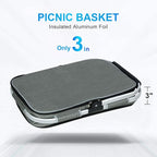 LIQING 35L Large Picnic Basket 2 Layers of Internal Pockets Leak-Proof and Insulated ，Folding with Internal Support for enhansed Stability, Wedding Gifts for Couple(Grey)