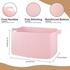 95L Extra Large Blanket Basket, 24" x 16.9" x 14.2" Woven Storage Basket for Living Room, Rectangle Nursery Blanket Storage for Toys, Towels, Dirty Clothes (Pink)