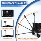 Collapsible Wagon Cart with Wheels Foldable, Folding Wagons Carts with Silent Universal Wheels, Large Grocery Cart On Wheels, Heavy Duty Utility Wagon for Shopping Beach Sports Fishing Camping, 130L