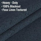 H.VERSAILTEX Linen Blackout Curtains 54 Inches Long 100% Absolutely Blackout Thermal Insulated Textured Linen Look Curtain Draperies Anti-Rust Grommet, Energy Saving with White Liner, 2 Panels, Navy
