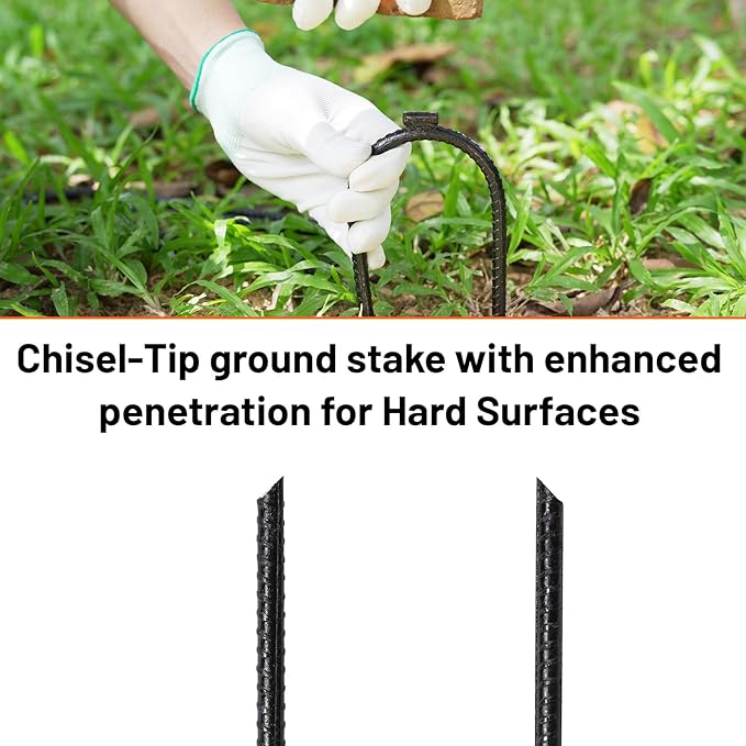 10 Pack Extra-Large Heavy Rebar Trampoline Wind Stakes with Flat Welded Head,12’’x3’’ U Shaped Stake, Ground Anchor for Securing Trampolines, Tents, Fences, Tarps, Garden Cloth, Hoses