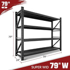 7000LBS Storage Shelves,79" W Garage Shelving Heavy Duty Metal Adjustable Garage Shelves, Shelving Units Industrial Shelving for Warehouse,79" W x 24" D x 79" H,Black