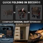 LEVELEVE Heavy Duty Folding Wagon - 2-in-1 Collapsible Cart, 650lb Capacity, All-Terrain Wheels w/Brakes & Side Pockets